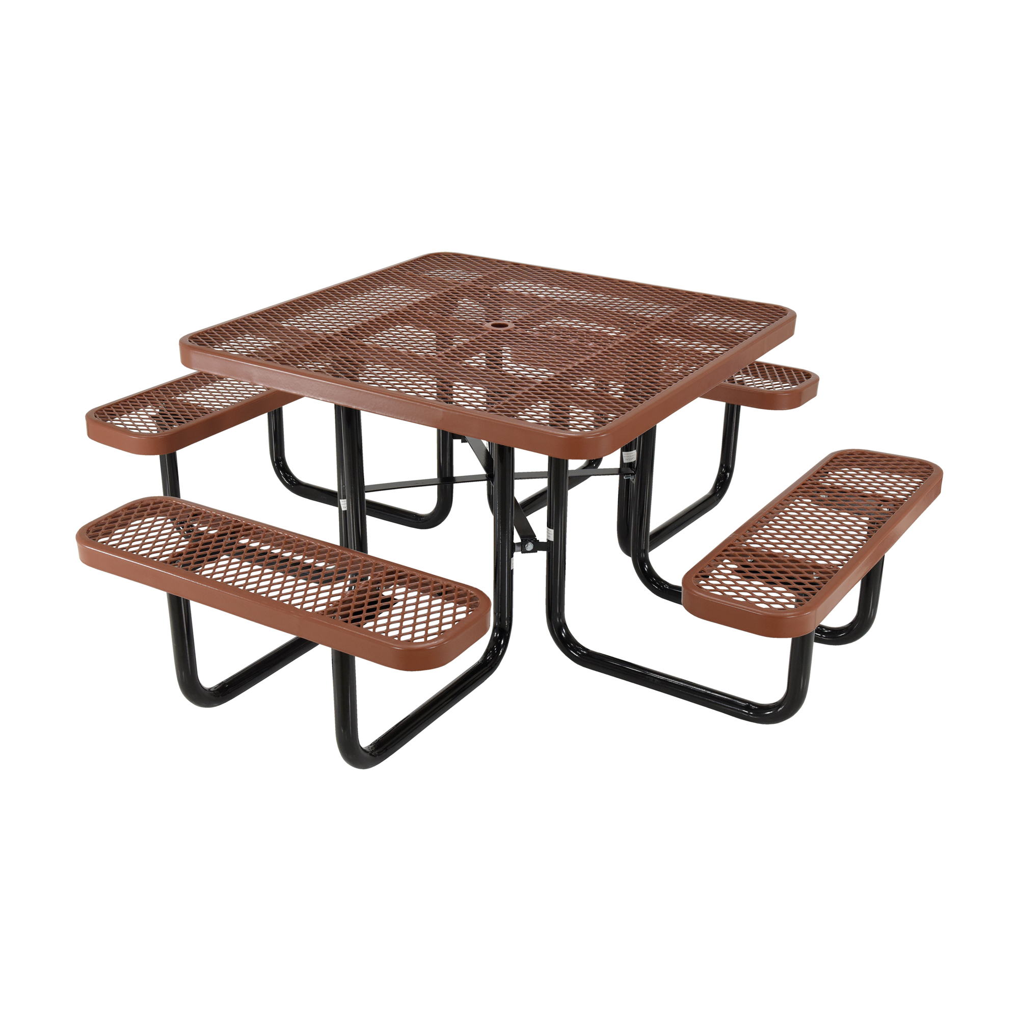 Vestil Steel Picnic Table Expanded Metal Square Top 46 In. x 46 In. Brown